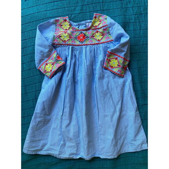 Cheeni Lysette Dress Oxacan Embroidered Striped Mi Golondria ~ Size 3T Adorable - Picture 3 of 10